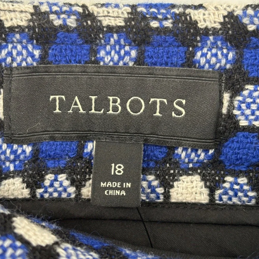 Talbots Skirt Size 18 Blue White Textured Geometric‎ Knee Length New With Tag